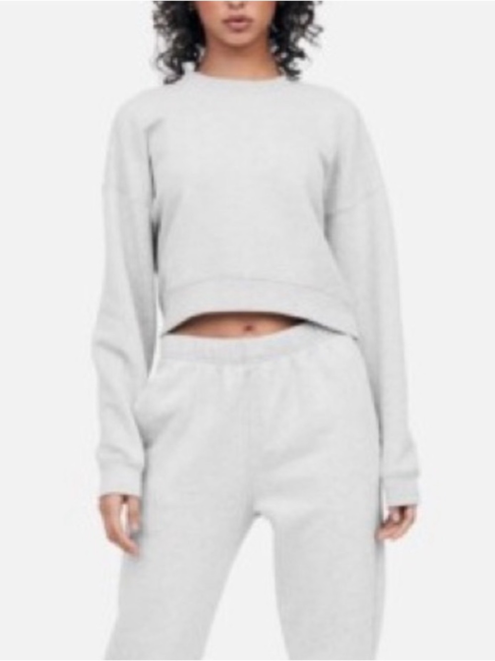 MATE THE LABEL WOMENS GRAY CROPPED CREWNECK SWEATSHIRT SMALL
